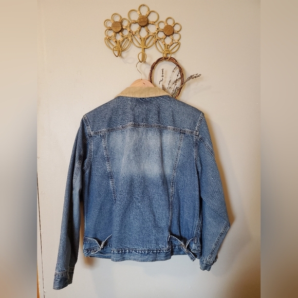 Eddie Bauer Vintage Womens Denim Bomber Jacket with Curdoroy collar - Picture 12 of 13